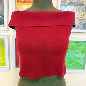 ❤️ Y2K Red Off-Shoulder Knit Crop Top ❤️